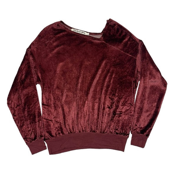 Anthropologie Michael Stars Red Vali Velvet Pullover Top Long Sleeve  XS New! - Picture 5 of 16
